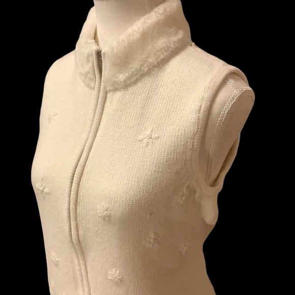 NORTHERN REFLECTIONS WHITE KNIT ZIP UP COTTON BLEND SWEATER VEST/ Size M - Picture 4 of 10